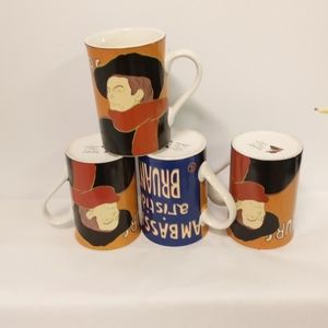 Vtge 4 Sango Cabaret Mugs Coffee Tea Cups Stoneware Dishwasher & Microwave Safe